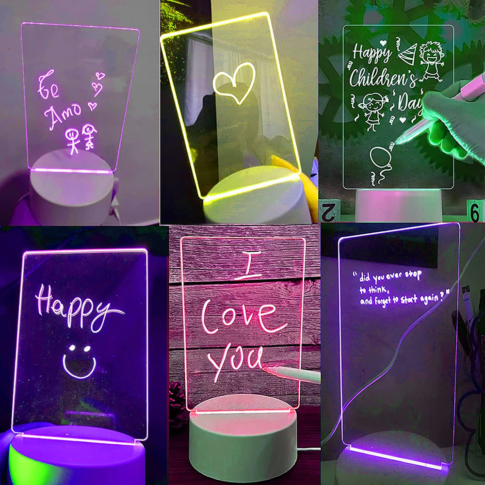 LED Notepad Message Lamp - 7 Colors - Erasable