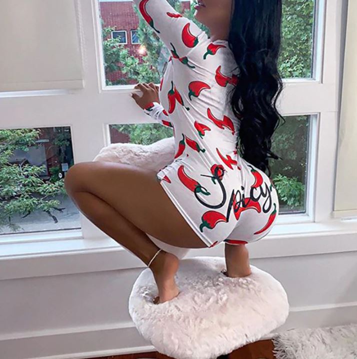 Spicy Chili Pepper Booty Romper Pajamas