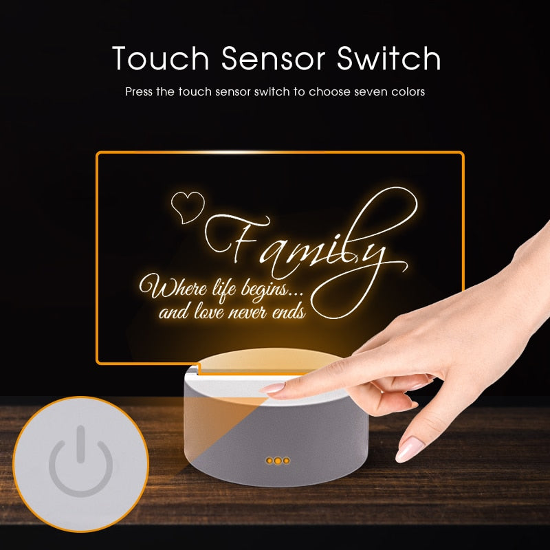 LED Notepad Message Lamp - 7 Colors - Erasable