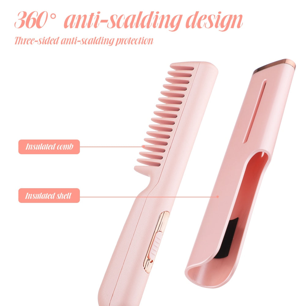 Portable Hair Straighter Comb Brush