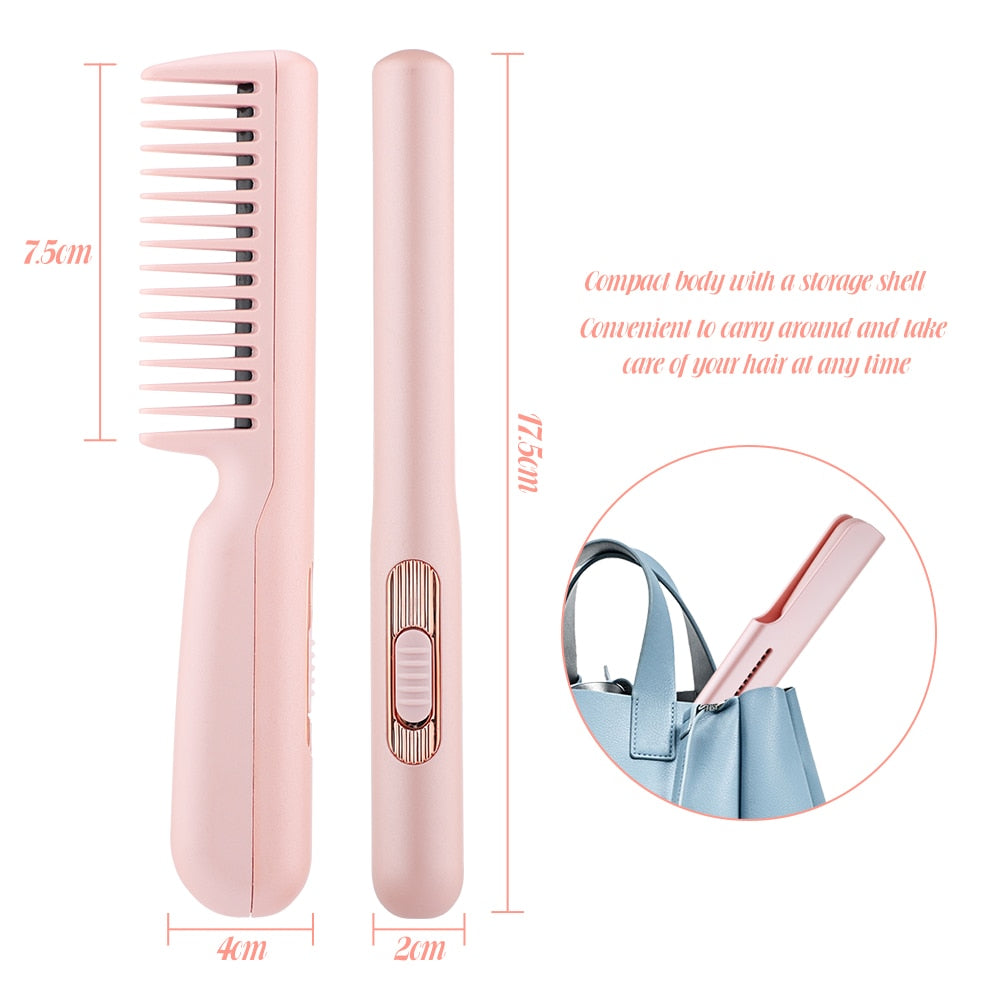 Portable Hair Straighter Comb Brush