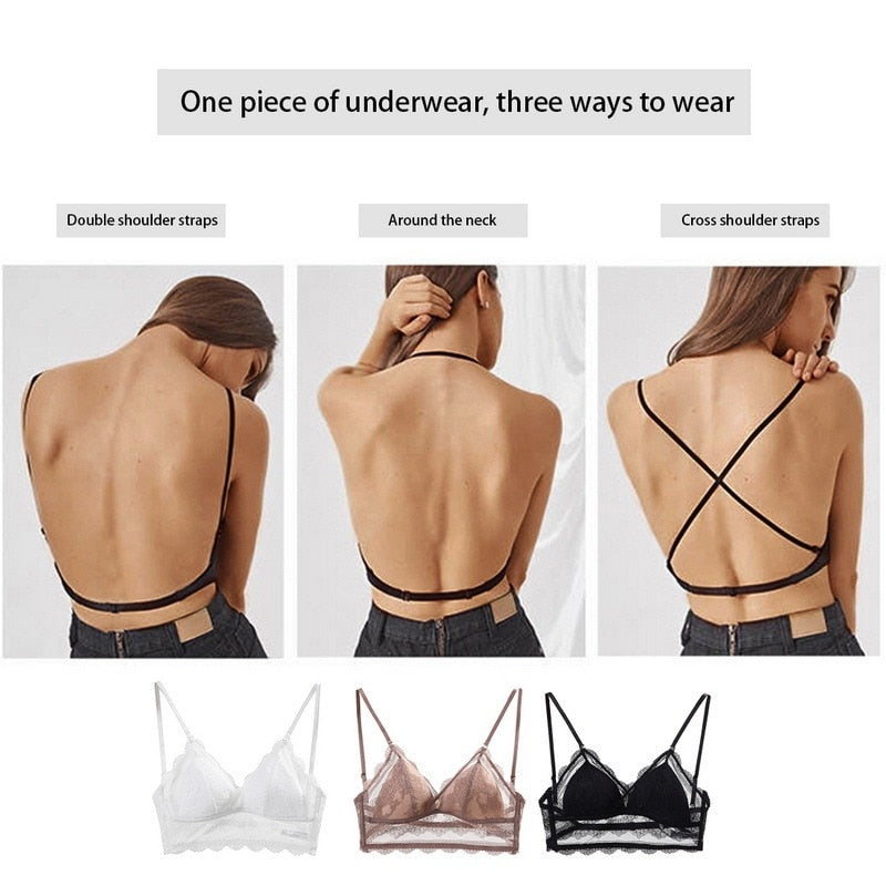 No Show Backless Sexy Lace Push Up Bra